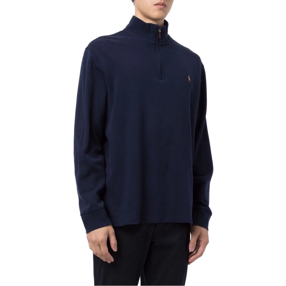 Polo Ralph Lauren Mens Classic Estate Rib 1/4 Zip Up Sweater Navy Blue Preppy XL